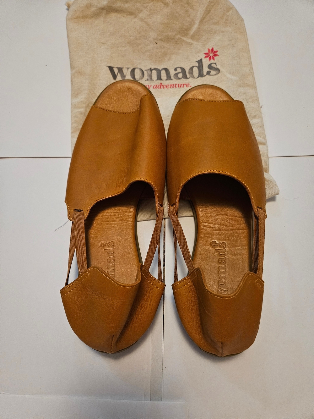Women's Tan Leather Slip-On Flats